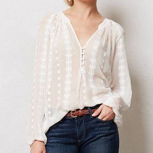 Anthropologie Neve Silk Peasant Blouse by Zoa